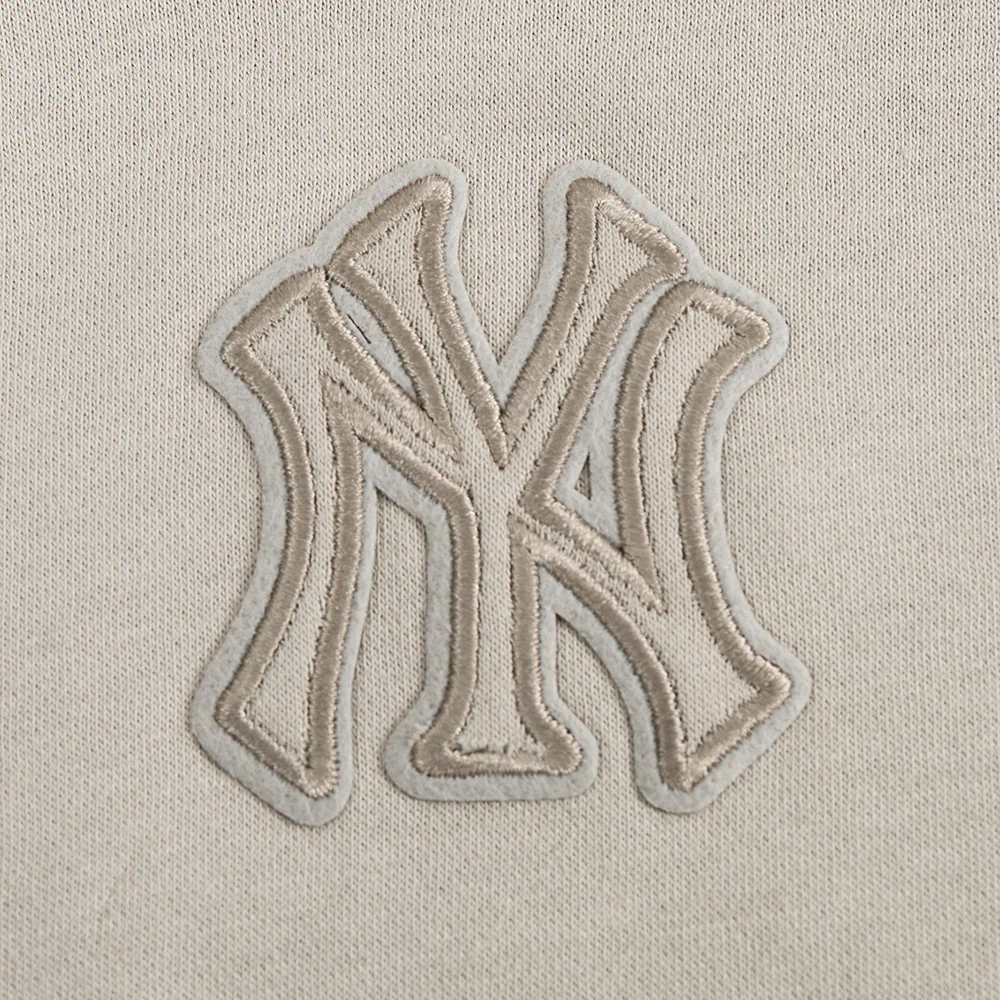MLB NEW YORK YANKEES NEUTRAL BIG GIRLS FLEECE PULLOVER HOODIE (TAUPE) - Image 5