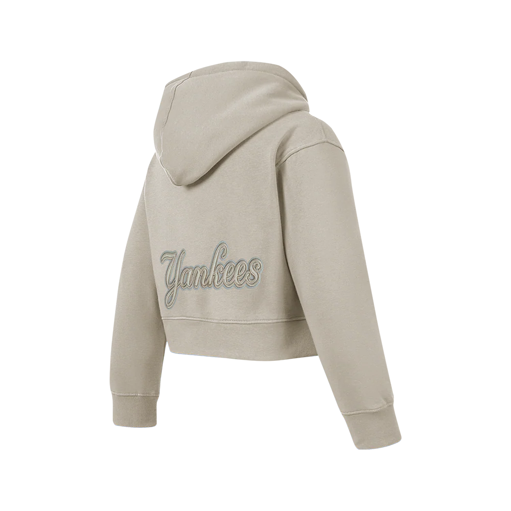 MLB NEW YORK YANKEES NEUTRAL BIG GIRL'S  FLEECE PO HOODIE (TAUPE) - Image 4