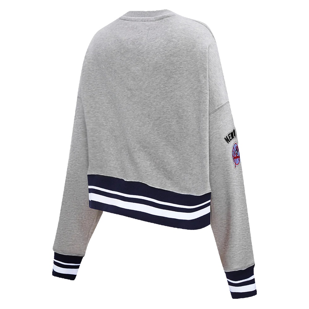 MLB NEW YORK YANKEES MASHUP WOMEN'S RIB CREWNECK (HEATHER GREY/MIDNIGHT NAVY) - Image 4