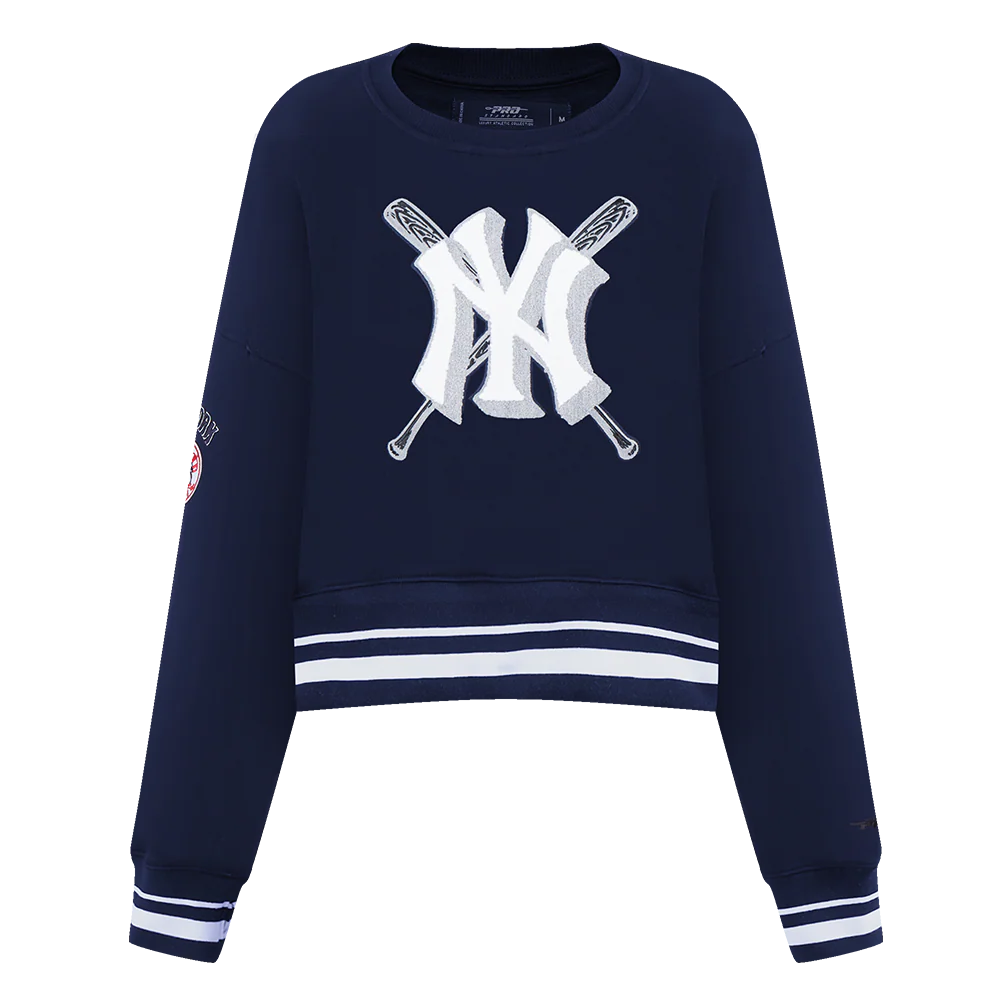 MLB NEW YORK YANKEES MASHUP WOMEN'S RIB CREWNECK (MIDNIGHT NAVY)