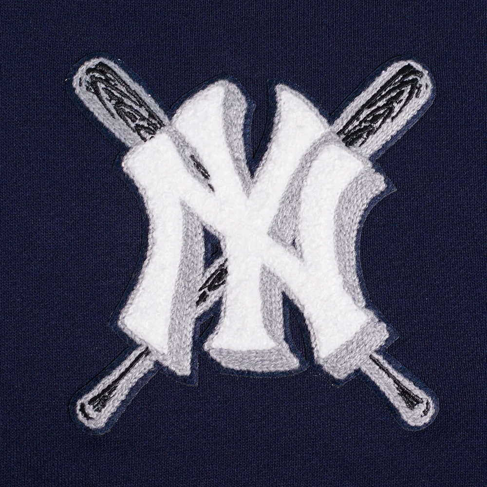 MLB NEW YORK YANKEES MASHUP WOMEN'S RIB CROPPED PULLOVER HOODIE (MIDNIGHT NAVY) - Image 5