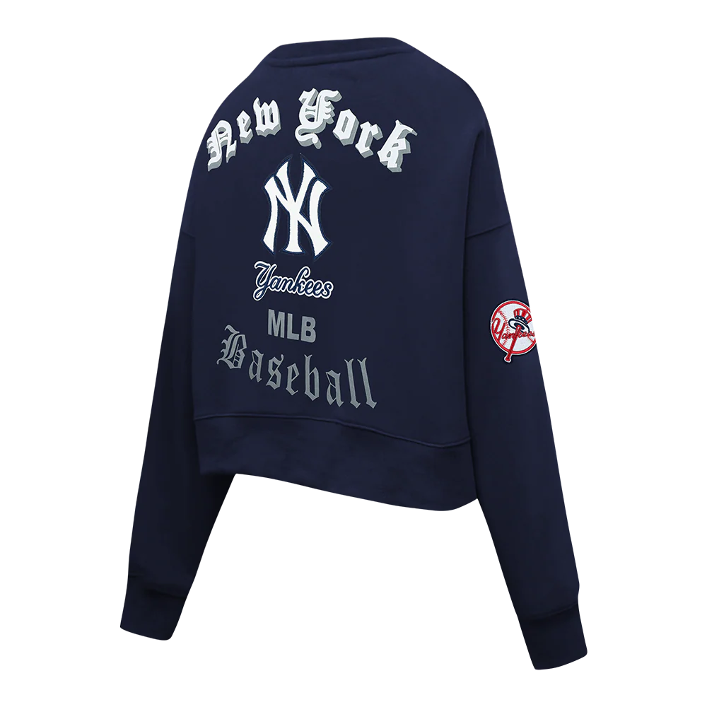 MLB NEW YORK YANKEES OLD ENGLISH WOMEN'S CREWNECK (MIDNIGHT NAVY) - Image 4