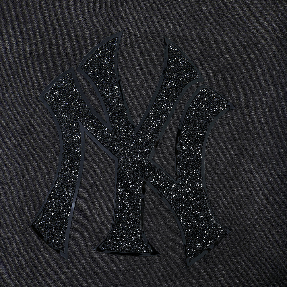 MLB NEW YORK YANKEES WASHED CRYSTALLINE WOMEN'S ENZYME WASH FT CROPPED (WASHED BLACK) - Image 7