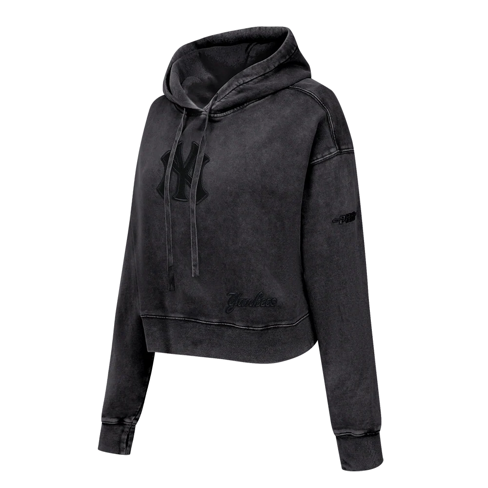 MLB NEW YORK YANKEES WASHED CLASSIC WOMEN'S ENZYME WASH FT CROPPED PO (WASHED BLACK) - Image 2