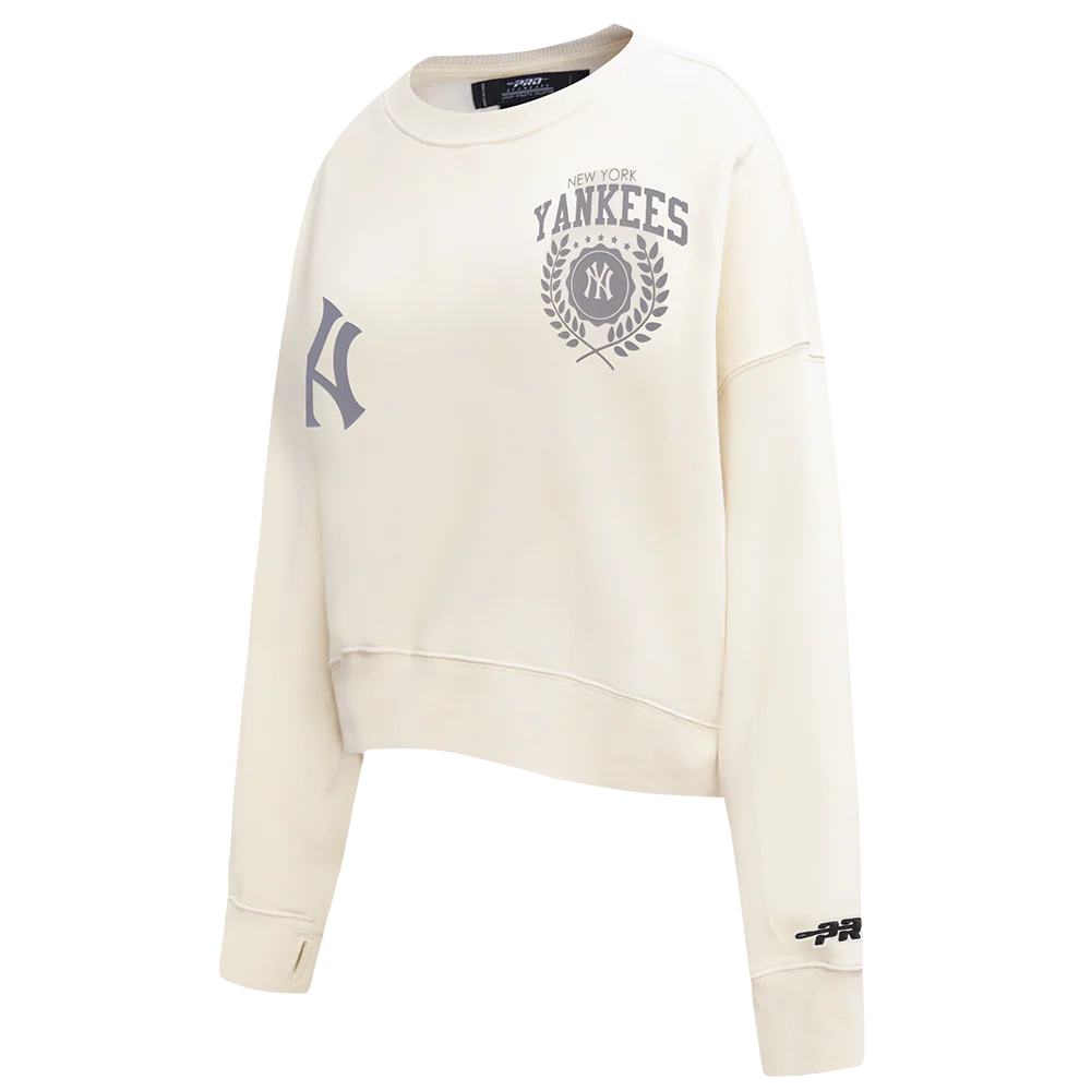 MLB NEW YORK YANKEES STREET TEAM WOMEN'S FLC CREWNECK (EGGSHELL) - Image 4