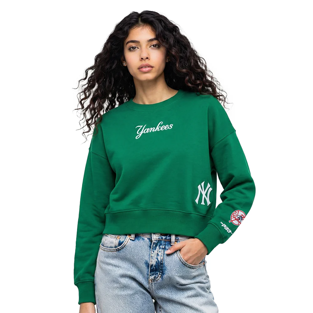 MLB NEW YORK YANKEES WINGSPAN WOMEN'S FLC CREWNECK (KELLY GREEN) - Image 2