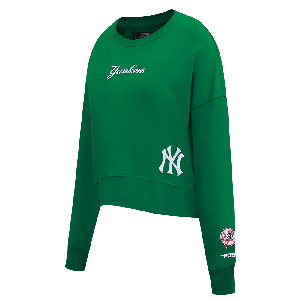 MLB NEW YORK YANKEES WINGSPAN WOMEN'S FLC CREWNECK (KELLY GREEN) - Image 3