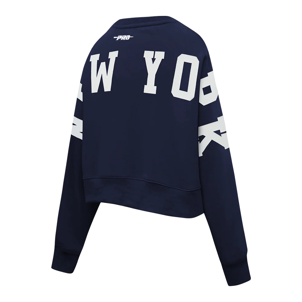 MLB NEW YORK YANKEES WINGSPAN WOMEN'S FLC CREWNECK (MIDNIGHT NAVY) - Image 4