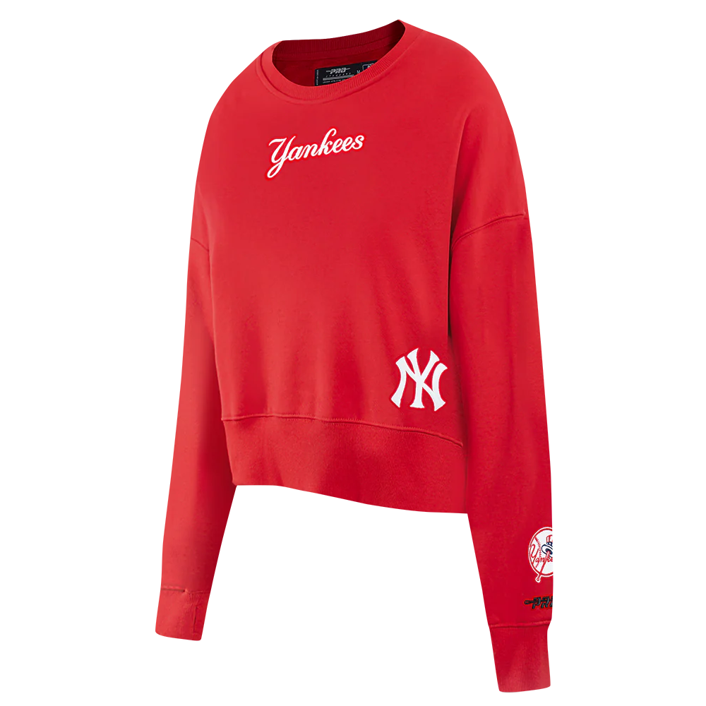 MLB NEW YORK YANKEES WINGSPAN WOMEN'S FLC CREWNECK (RED) - Image 3