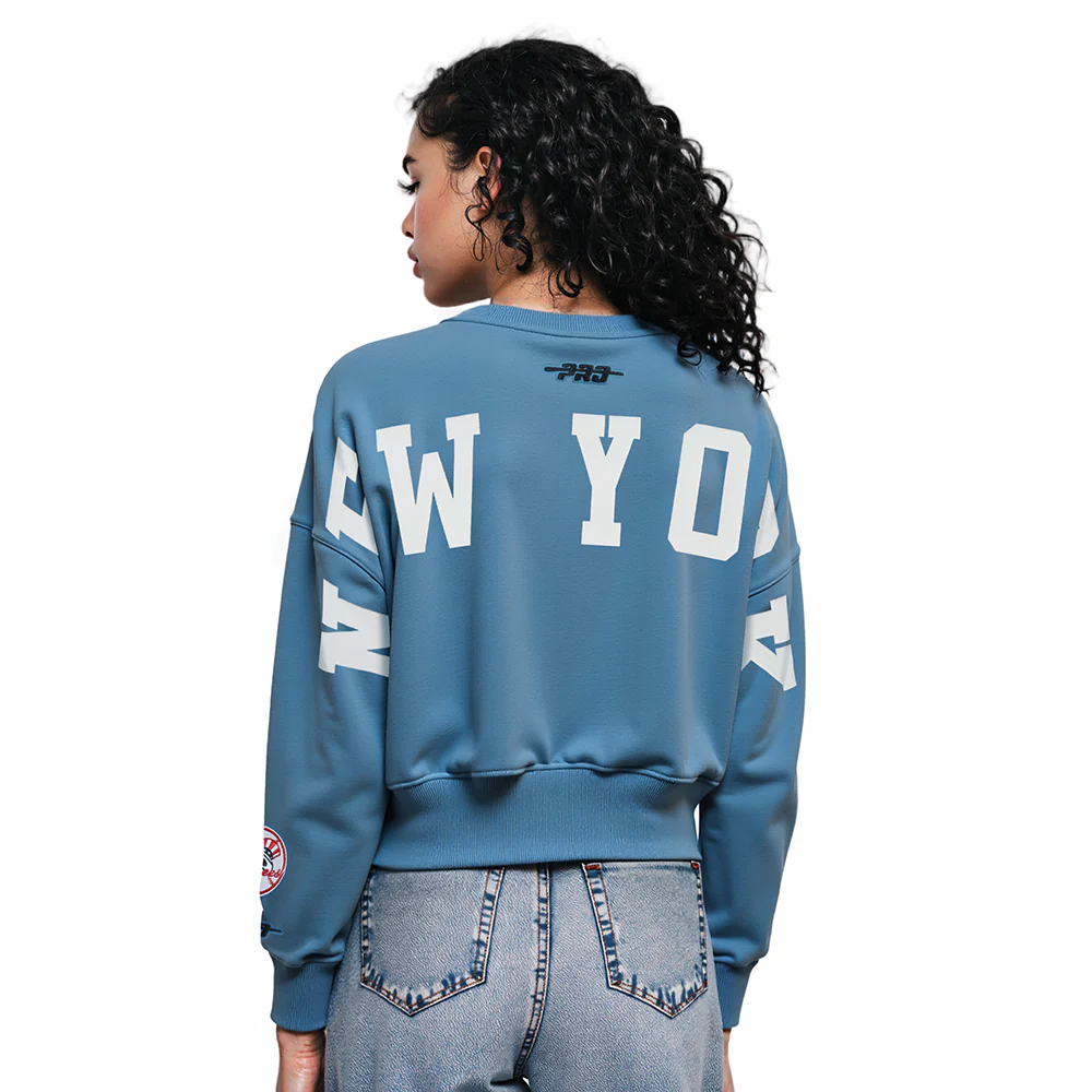 MLB NEW YORK YANKEES WINGSPAN WOMEN'S FLC CREWNECK (STEEL BLUE)