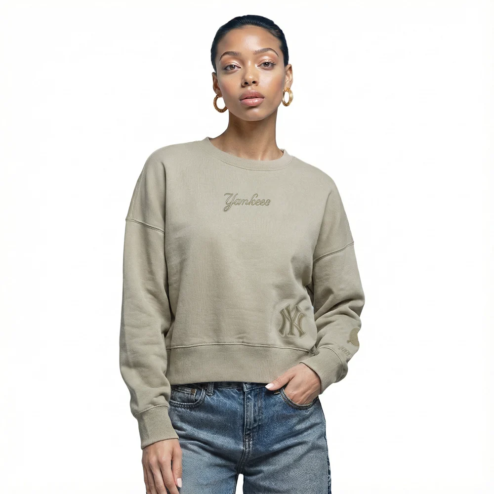 MLB NEW YORK YANKEES WINGSPAN WOMEN'S FLC CREWNECK (TAUPE) - Image 2