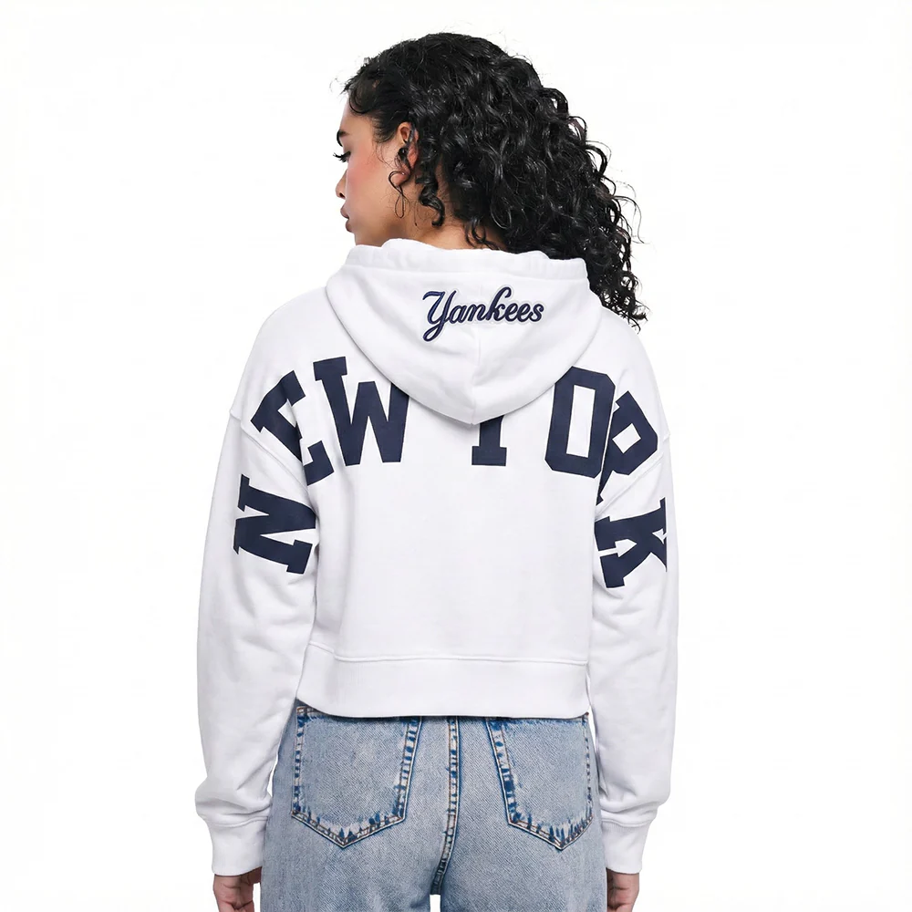MLB NEW YORK YANKEES WINGSPAN WOMEN'S FLC CROPPED PO HOODIE (WHITE)