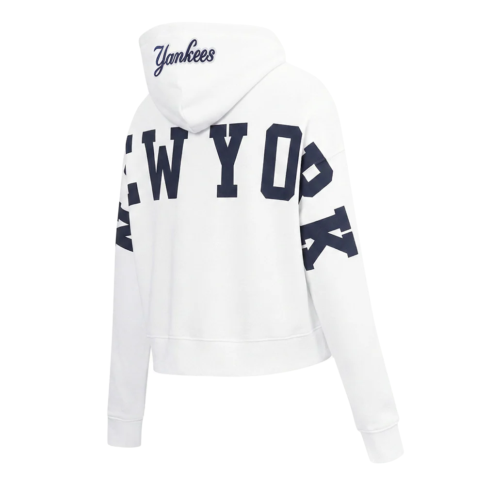 MLB NEW YORK YANKEES WINGSPAN WOMEN'S FLC CROPPED PO HOODIE (WHITE) - Image 4