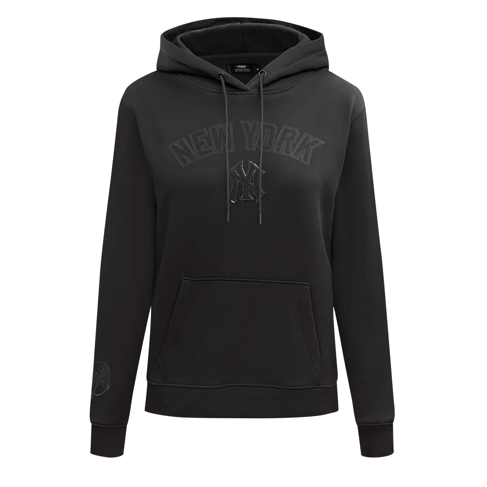 MLB NEW YORK YANKEES TRIPLE BLACK WOMEN'S FLEECE PULLOVER HOODIE (TRIPLE BLACK WOMEN'S)