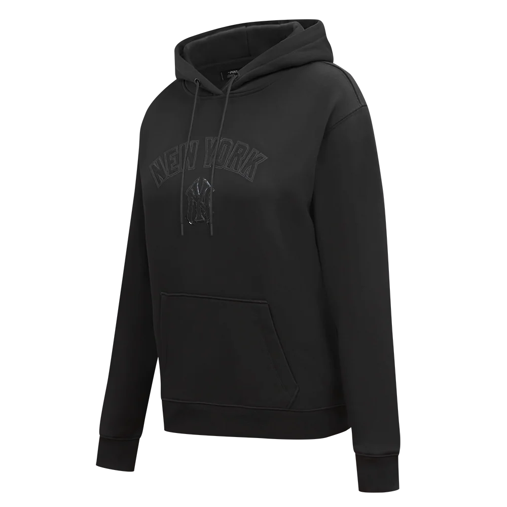 MLB NEW YORK YANKEES TRIPLE BLACK WOMEN'S FLEECE PULLOVER HOODIE (TRIPLE BLACK WOMEN'S) - Image 2