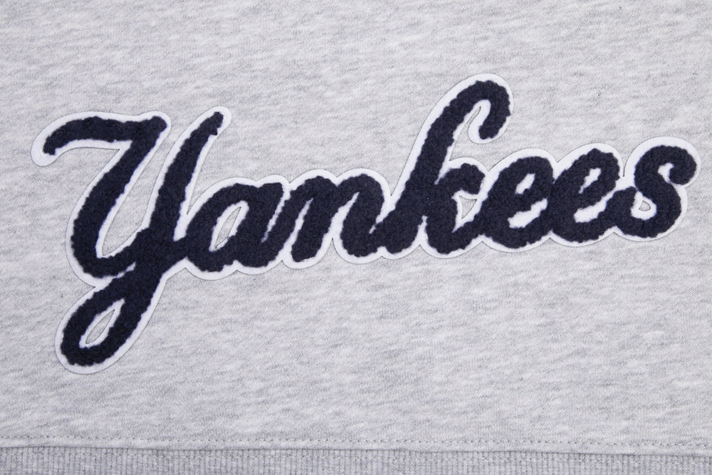 MLB NEW YORK YANKEES CLASSIC WOMEN'S CROPPED PULLOVER HOODIE (HEATHER GREY) - Image 5