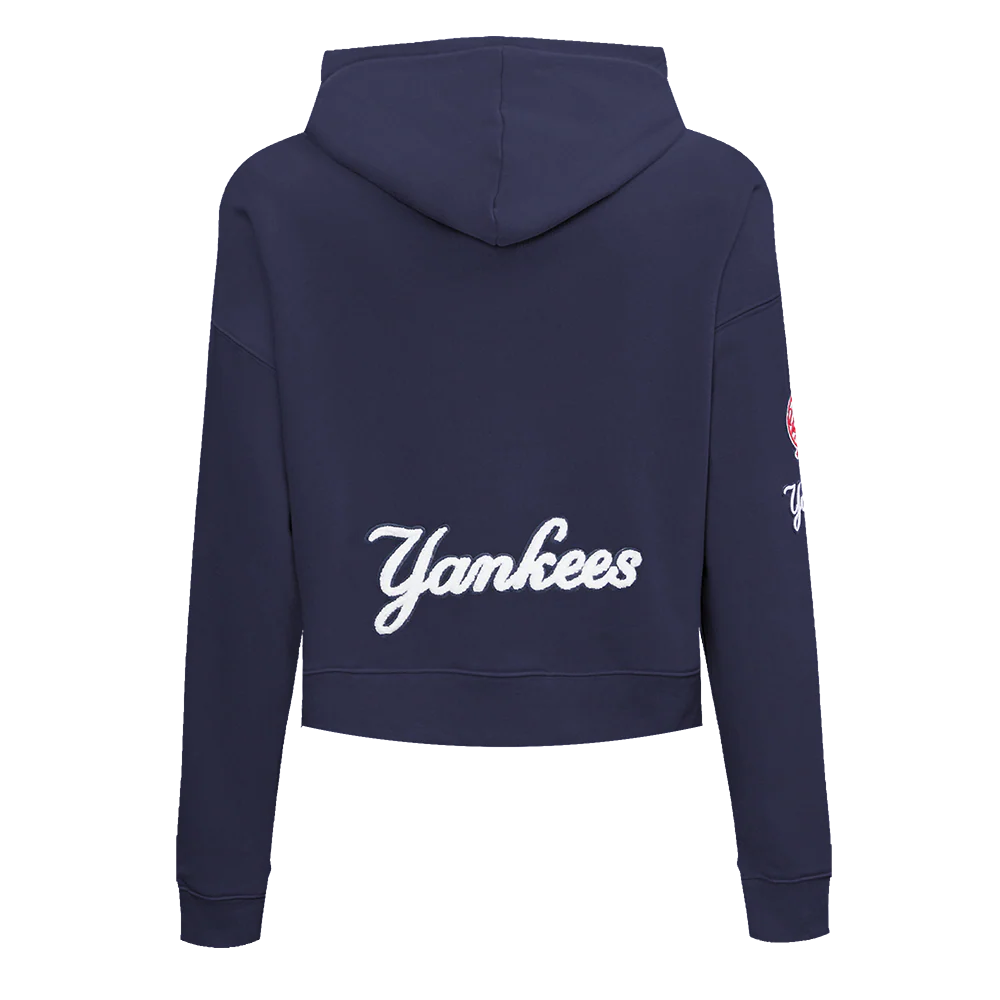 MLB NEW YORK YANKEES CLASSIC WOMEN'S CROPPED PULLOVER HOODIE (MIDNIGHT NAVY) - Image 3