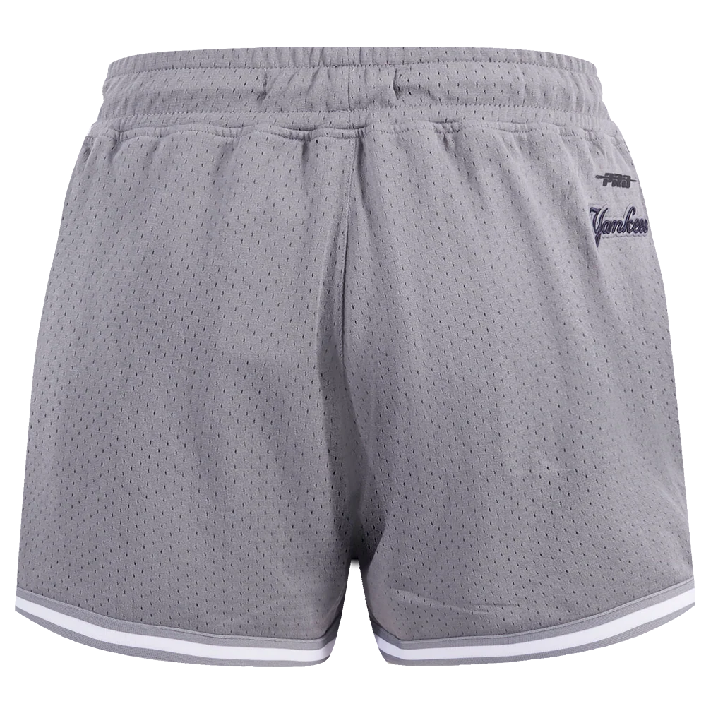 MLB NEW YORK YANKEES SCRIPT TAIL WOMEN'S MESH TAPE SHORT (GRAY) - Image 3
