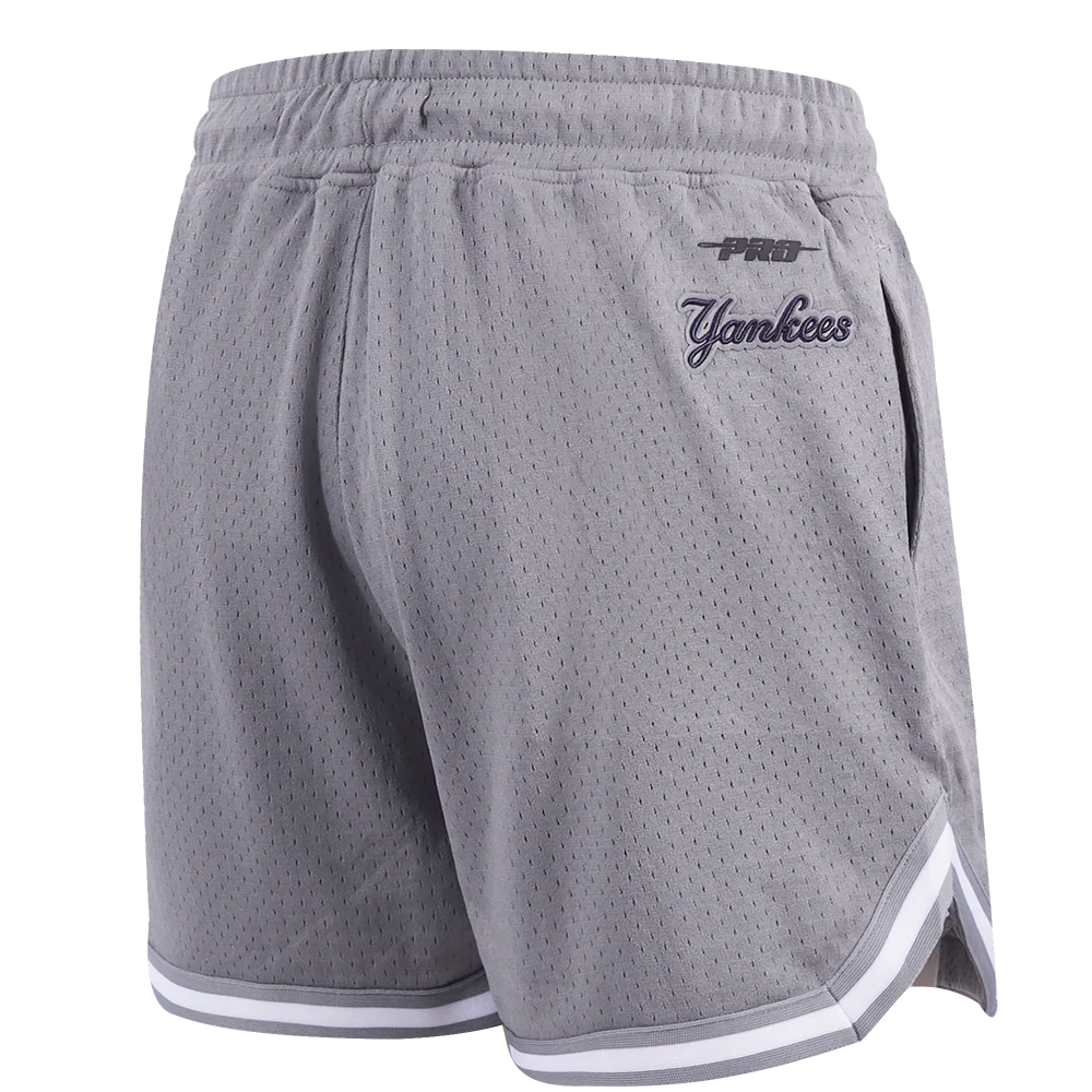 MLB NEW YORK YANKEES SCRIPT TAIL WOMEN'S MESH TAPE SHORT (GRAY) - Image 4