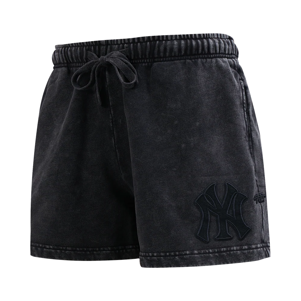 MLB NEW YORK YANKEES WASHED CLASSIC WOMEN'S ENZYME WASH FT SHORT (WASHED BLACK)