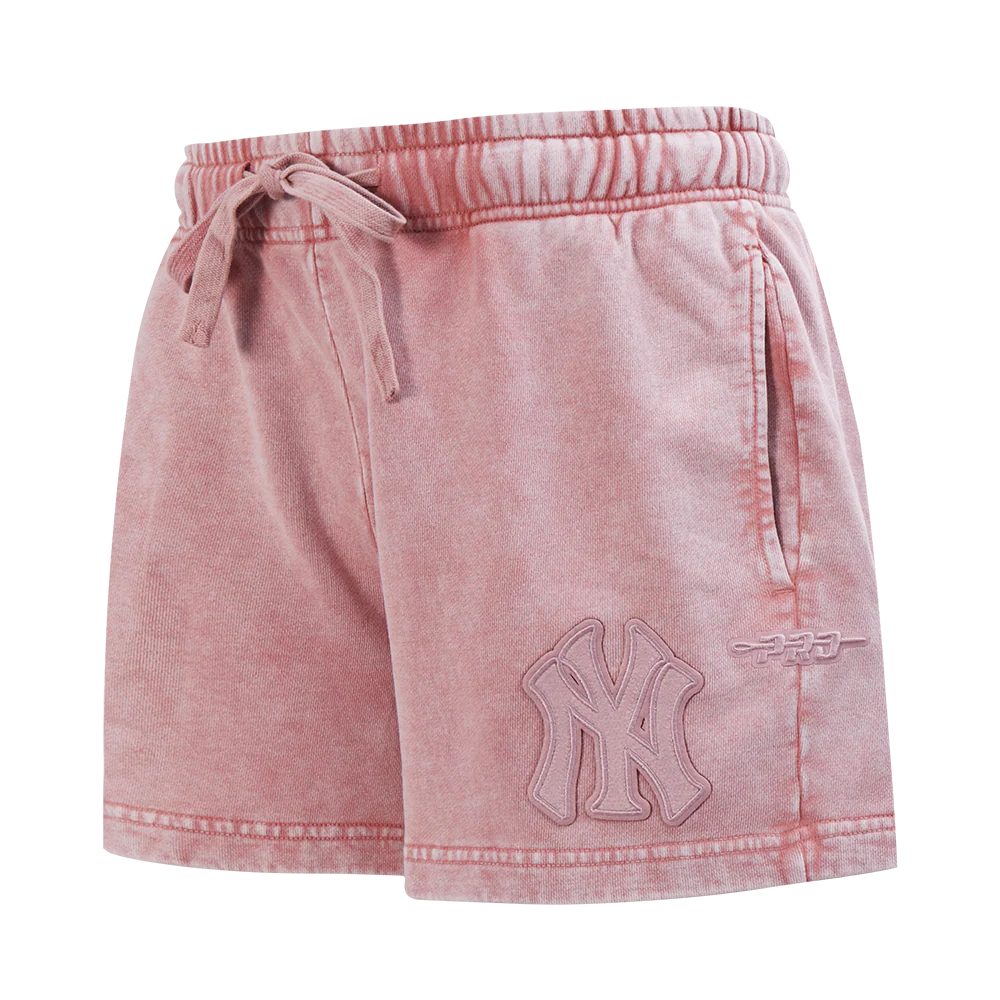 MLB NEW YORK YANKEES WASHED CLASSIC WOMEN'S ENZYME WASH FT SHORT (WASHED MAUVE)