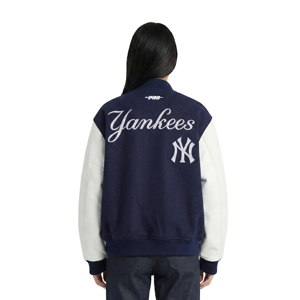 MLB NEW YORK YANKEES GAME DAY CLASSICS WOMEN'S WOOL VARSITY JACKET (MIDNIGHT NAVY/WHITE) - Image 2