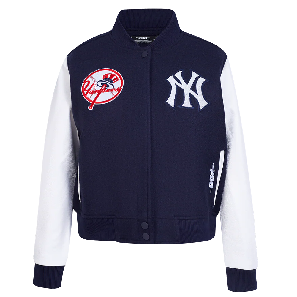 MLB NEW YORK YANKEES GAME DAY CLASSICS WOMEN'S WOOL VARSITY JACKET (MIDNIGHT NAVY/WHITE) - Image 3