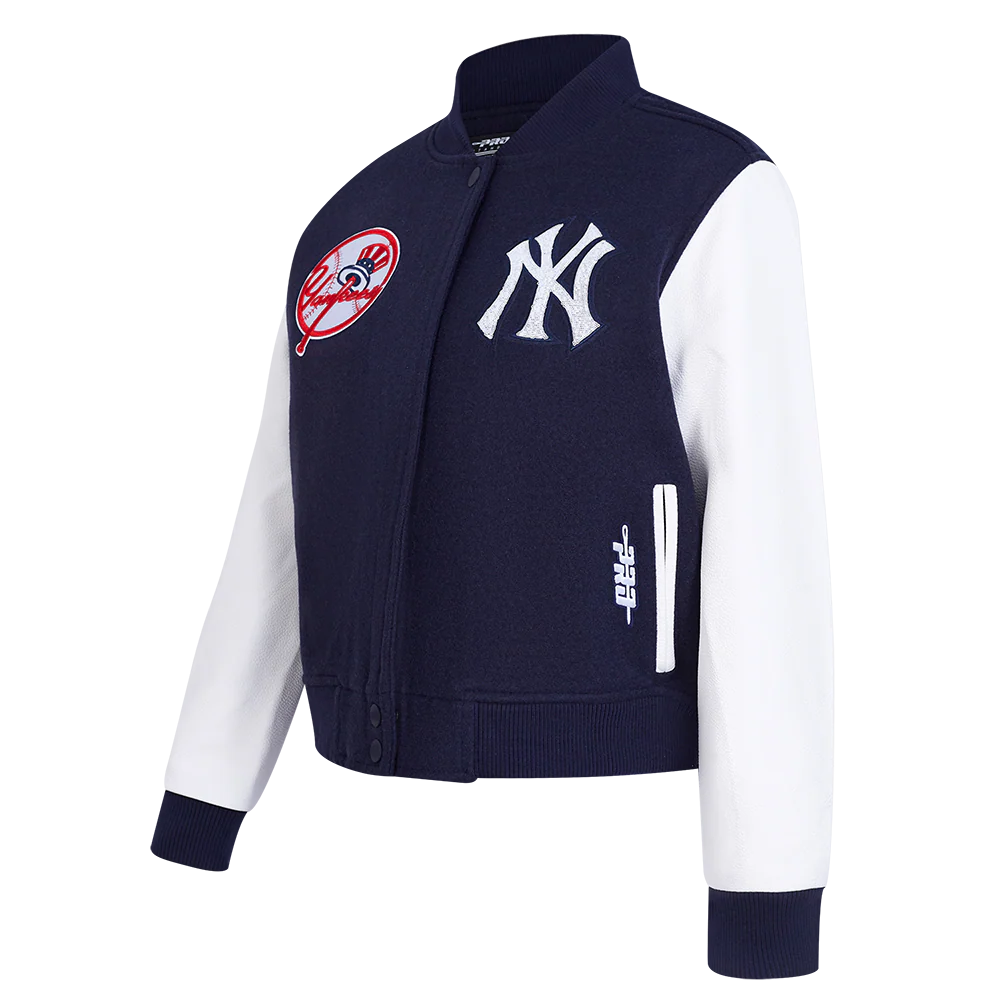 MLB NEW YORK YANKEES GAME DAY CLASSICS WOMEN'S WOOL VARSITY JACKET (MIDNIGHT NAVY/WHITE) - Image 4