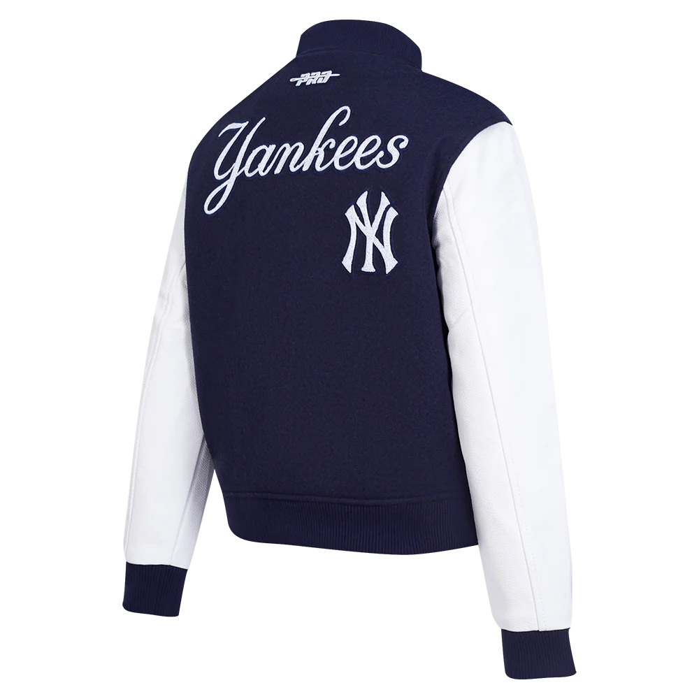 MLB NEW YORK YANKEES GAME DAY CLASSICS WOMEN'S WOOL VARSITY JACKET (MIDNIGHT NAVY/WHITE) - Image 6