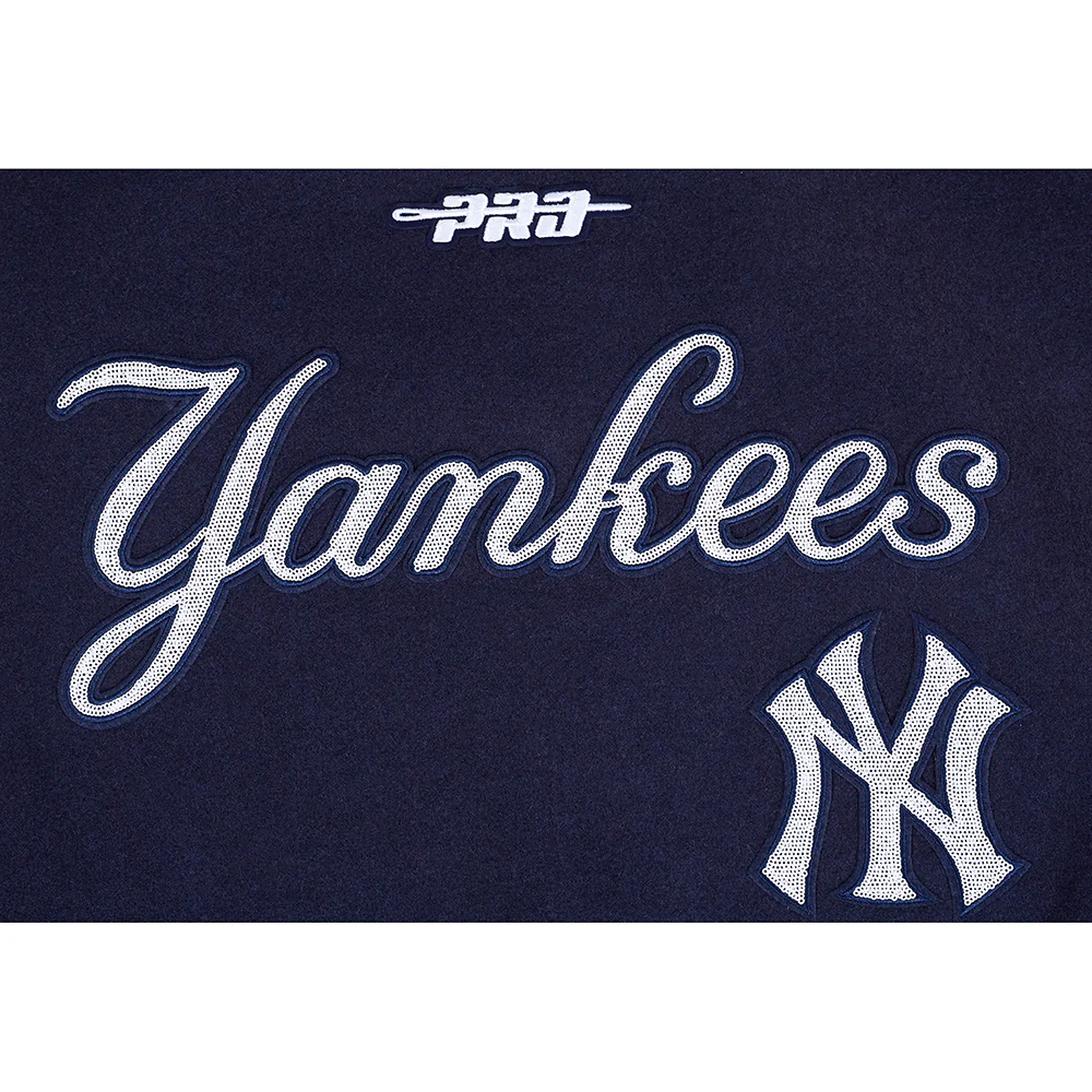 MLB NEW YORK YANKEES GAME DAY CLASSICS WOMEN'S WOOL VARSITY JACKET (MIDNIGHT NAVY/WHITE) - Image 7
