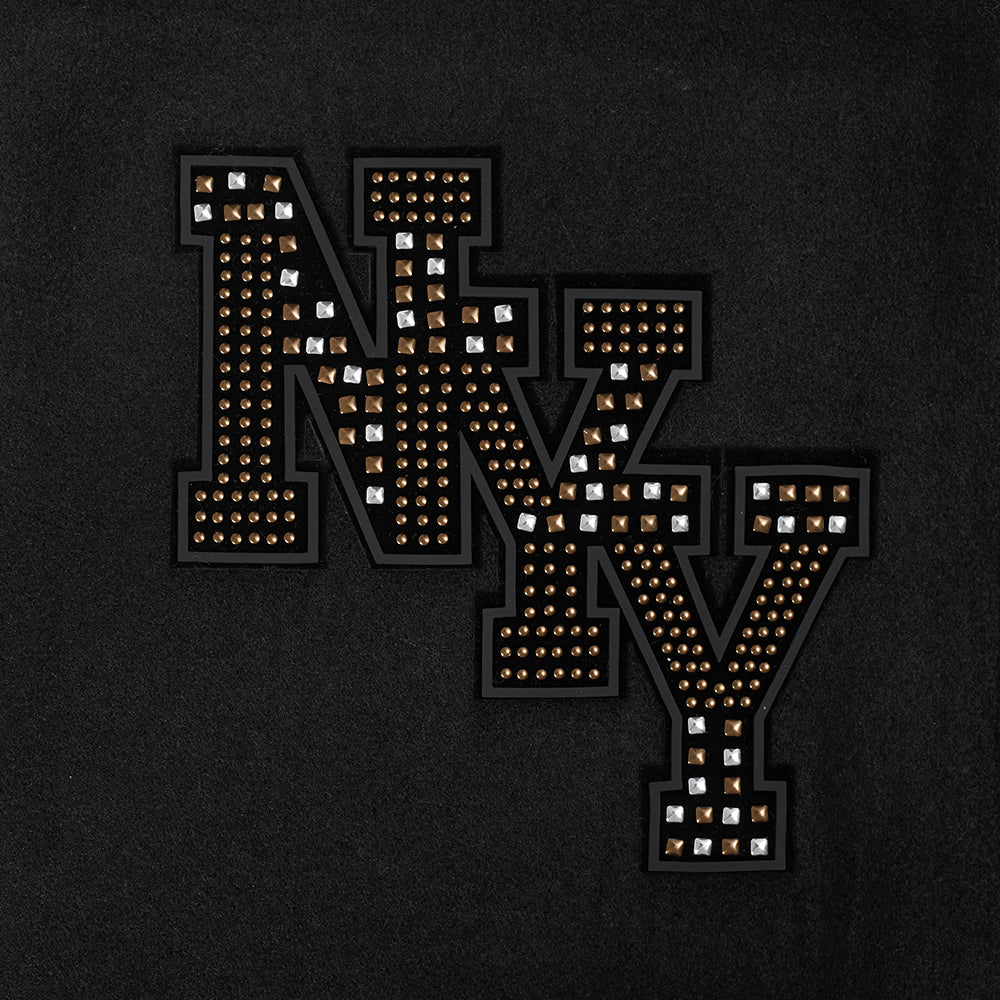 MLB NEW YORK YANKEES RENEGADE WOMEN'S RIB CROPPED WOOL VARSITY JACKET (BLACK/WHITE) - Image 6