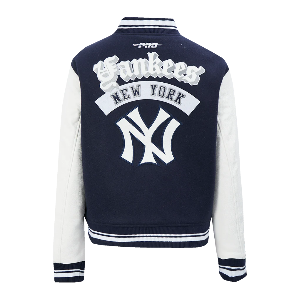 MLB NEW YORK YANKEES BEST OF WOMEN'S CROPPED RIB WOOL VARSITY JACKET (MIDNIGHT NAVY/WHITE) - Image 3