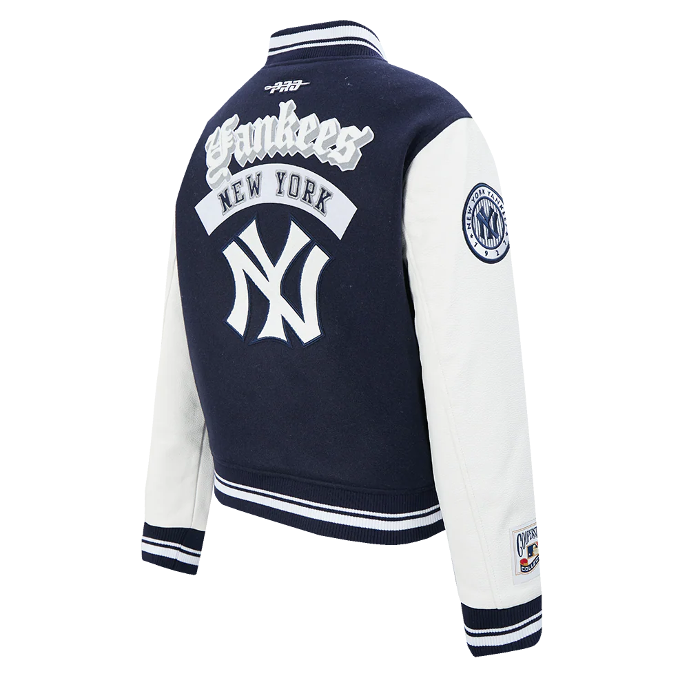 MLB NEW YORK YANKEES BEST OF WOMEN'S CROPPED RIB WOOL VARSITY JACKET (MIDNIGHT NAVY/WHITE) - Image 6