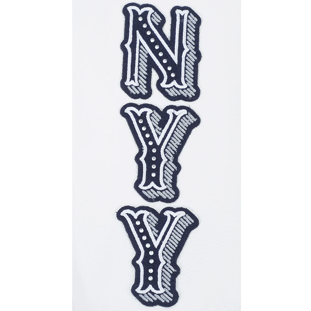 MLB NEW YORK YANKEES LEGACY WOMEN'S CROPPED RIB WOOL VARSITY JACKET (MIDNIGHT NAVY/WHITE) - Image 7