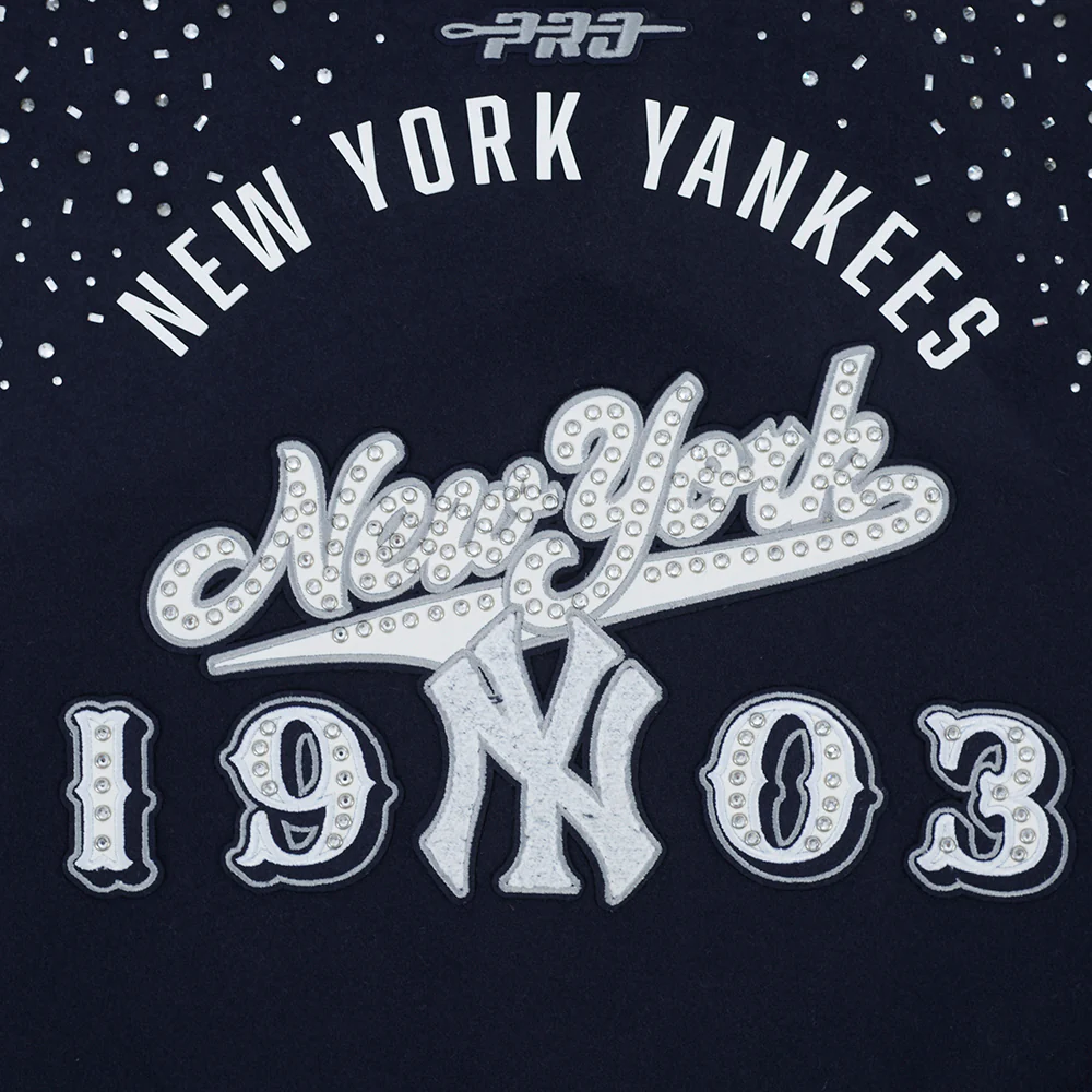 MLB NEW YORK YANKEES LEGACY WOMEN'S CROPPED RIB WOOL VARSITY JACKET (MIDNIGHT NAVY/WHITE) - Image 8