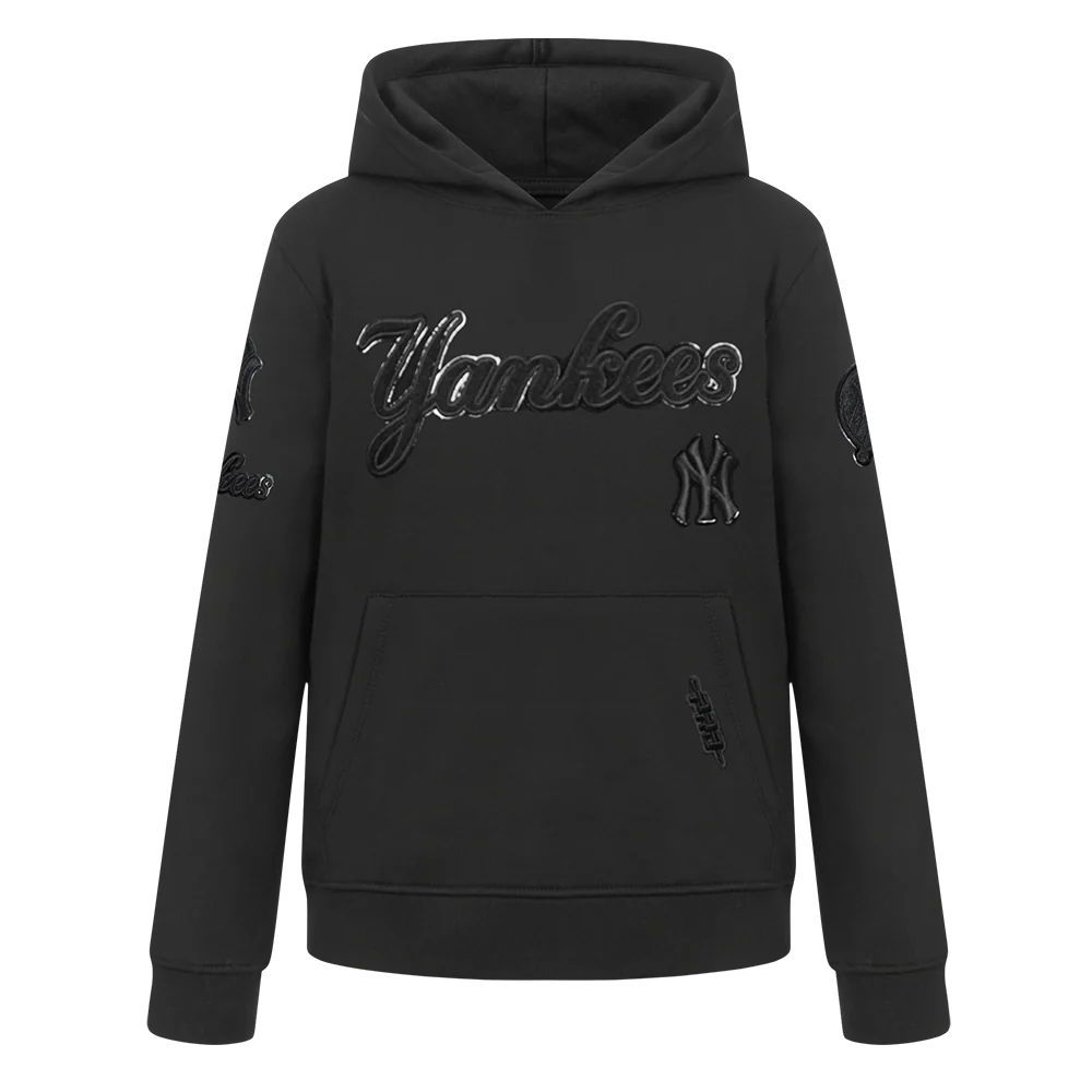 MLB NEW YORK YANKEES TRIPLE BLACK LITTLE BOYS FLEECE PULLOVER HOODIE (BLACK)