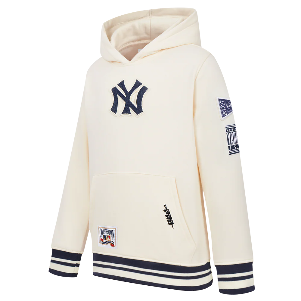 MLB NEW YORK YANKEES RETRO CLASSIC TODDLER BOYS RIB FLEECE PULLOVER HOODIE (EGGSHELL/ MIDNIGHT NAVY) - Image 2