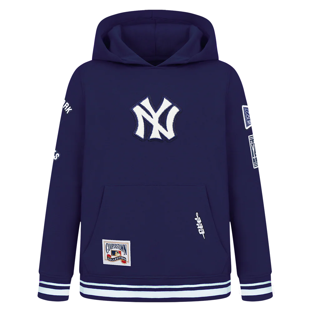 MLB NEW YORK YANKEES RETRO CLASSIC TODDLER BOYS RIB FLEECE PULLOVER HOODIE (MIDNIGHT NAVY)