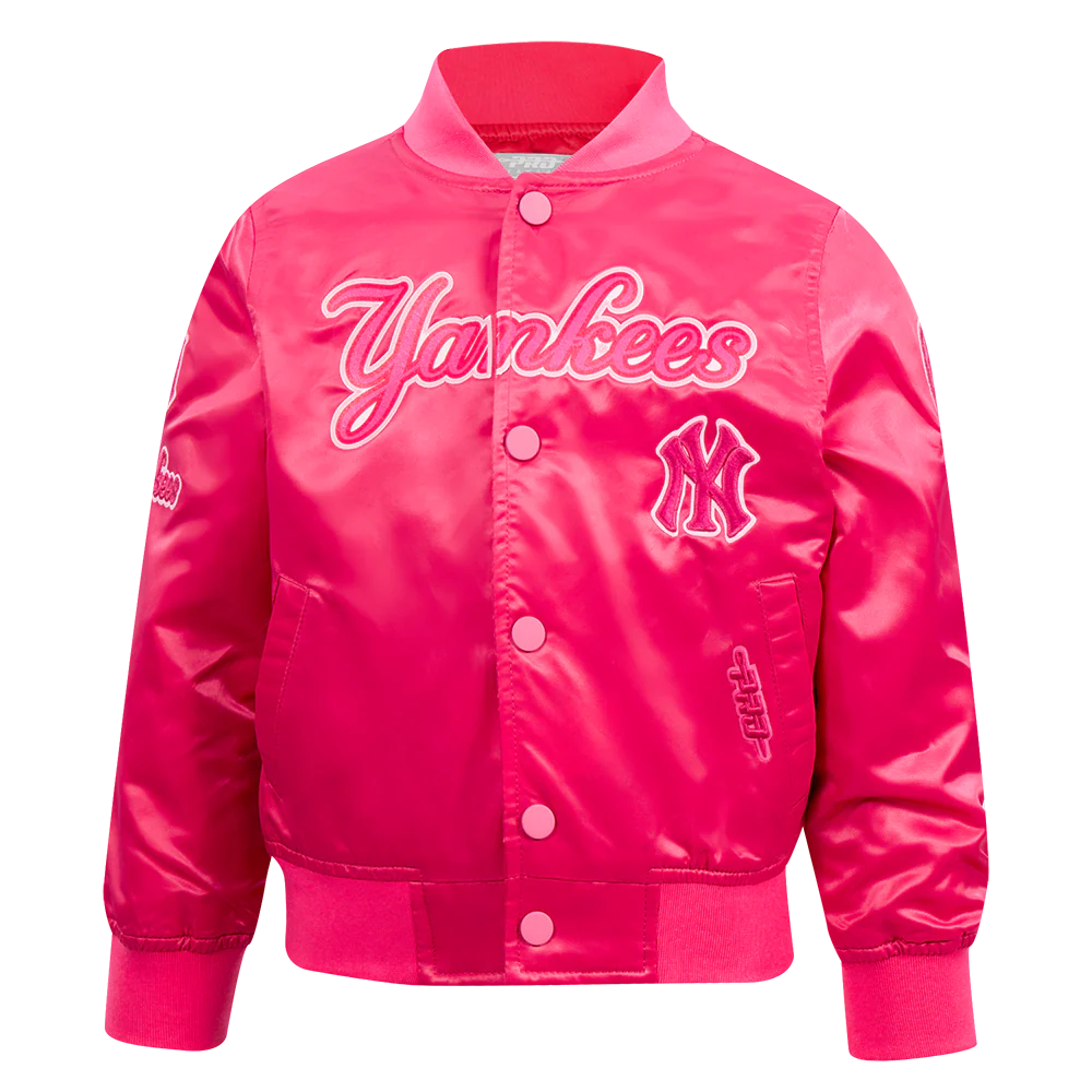 MLB NEW YORK YANKEES TRIPLE PINK TODDLER GIRLS SATIN JACKET (BEETROOT PURPLE)