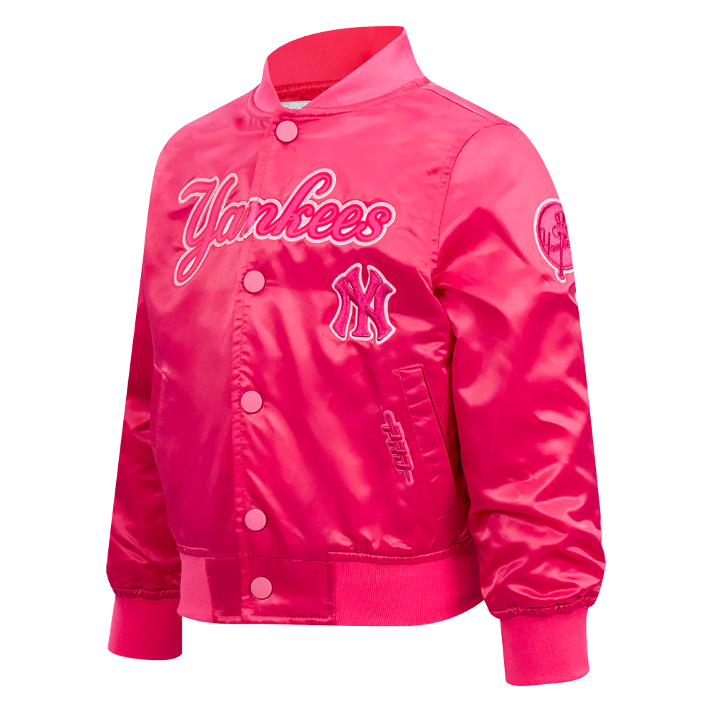 MLB NEW YORK YANKEES TRIPLE PINK TODDLER GIRLS SATIN JACKET (BEETROOT PURPLE) - Image 2
