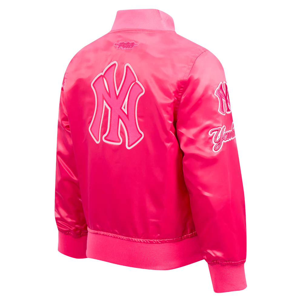 MLB NEW YORK YANKEES TRIPLE PINK TODDLER GIRLS SATIN JACKET (BEETROOT PURPLE) - Image 4