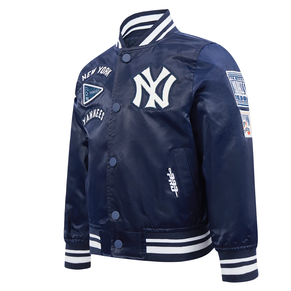 MLB NEW YORK YANKEES RETRO CLASSIC TODDLER BOYS RIB SATIN JACKET (MIDNIGHT NAVY) - Image 2