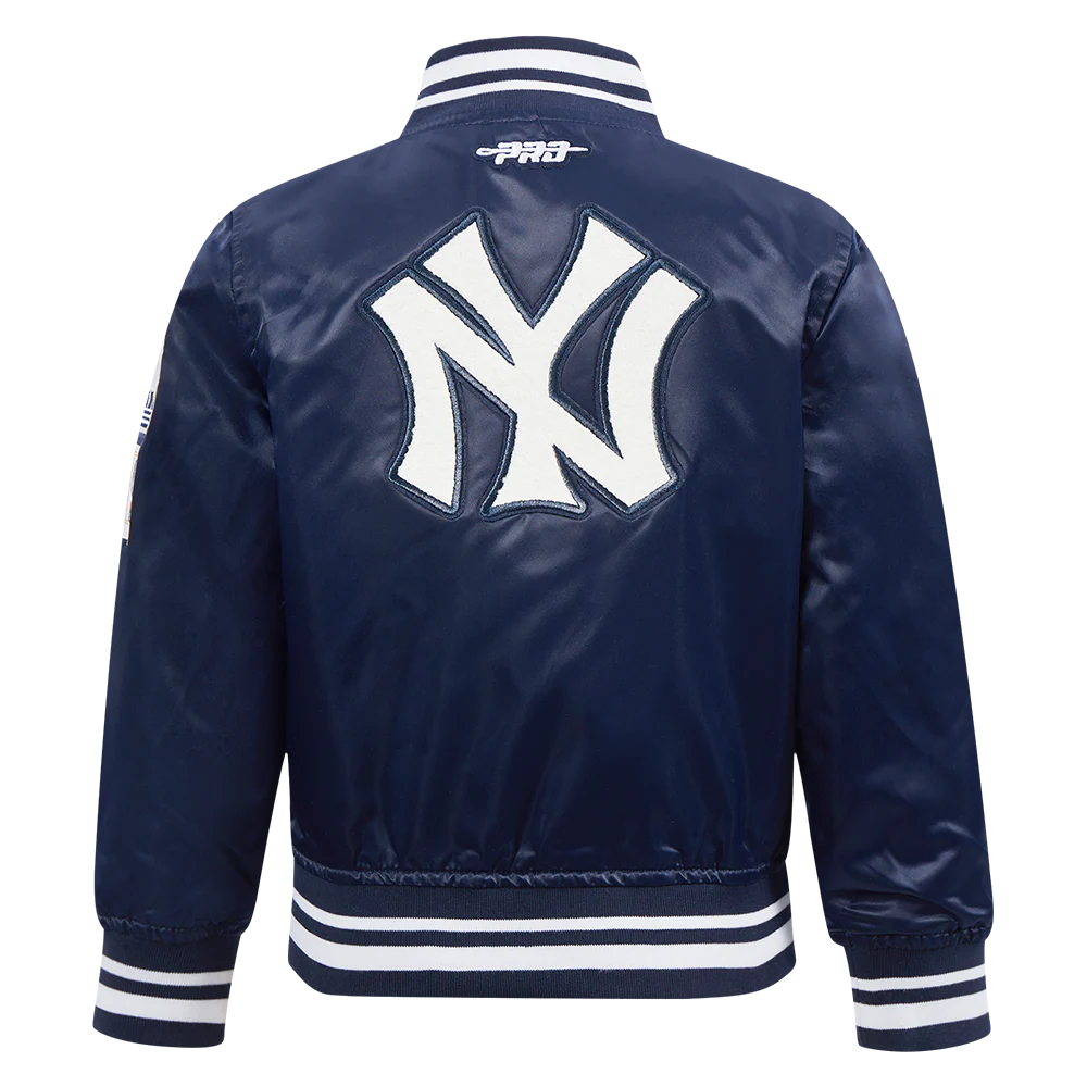MLB NEW YORK YANKEES RETRO CLASSIC TODDLER BOYS RIB SATIN JACKET (MIDNIGHT NAVY) - Image 3