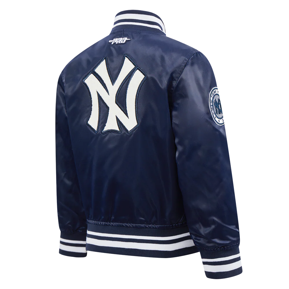 MLB NEW YORK YANKEES RETRO CLASSIC TODDLER BOYS RIB SATIN JACKET (MIDNIGHT NAVY) - Image 4
