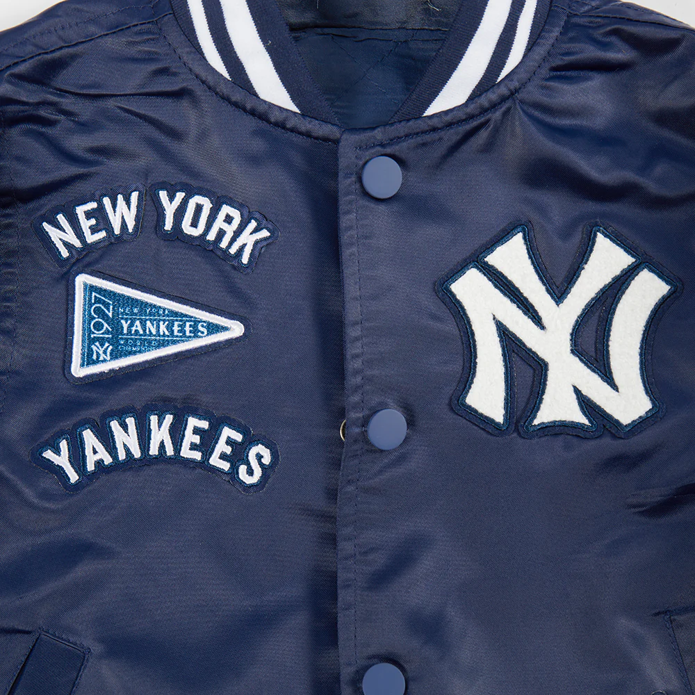 MLB NEW YORK YANKEES RETRO CLASSIC TODDLER BOYS RIB SATIN JACKET (MIDNIGHT NAVY) - Image 5
