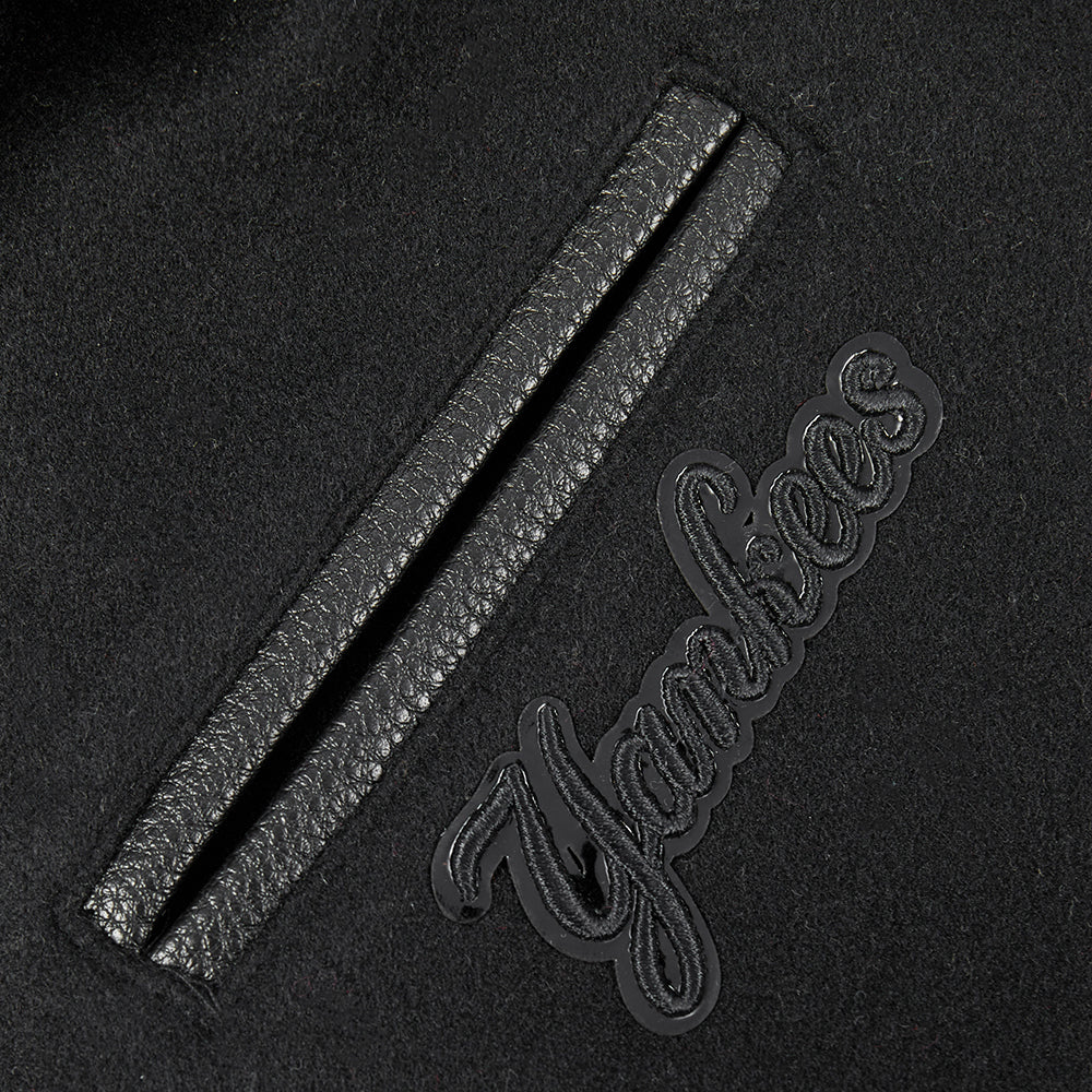 MLB NEW YORK YANKEES TRIPLE BLACK TODDLER BOYS WOOL VARSITY JACKET (JET BLACK) - Image 9