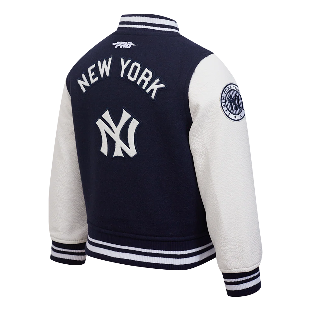 MLB NEW YORK YANKEES RETRO CLASSIC TODDLER BOYS RIB WOOL VARSITY JACKET (MIDNIGHT NAVY/WHITE) - Image 4