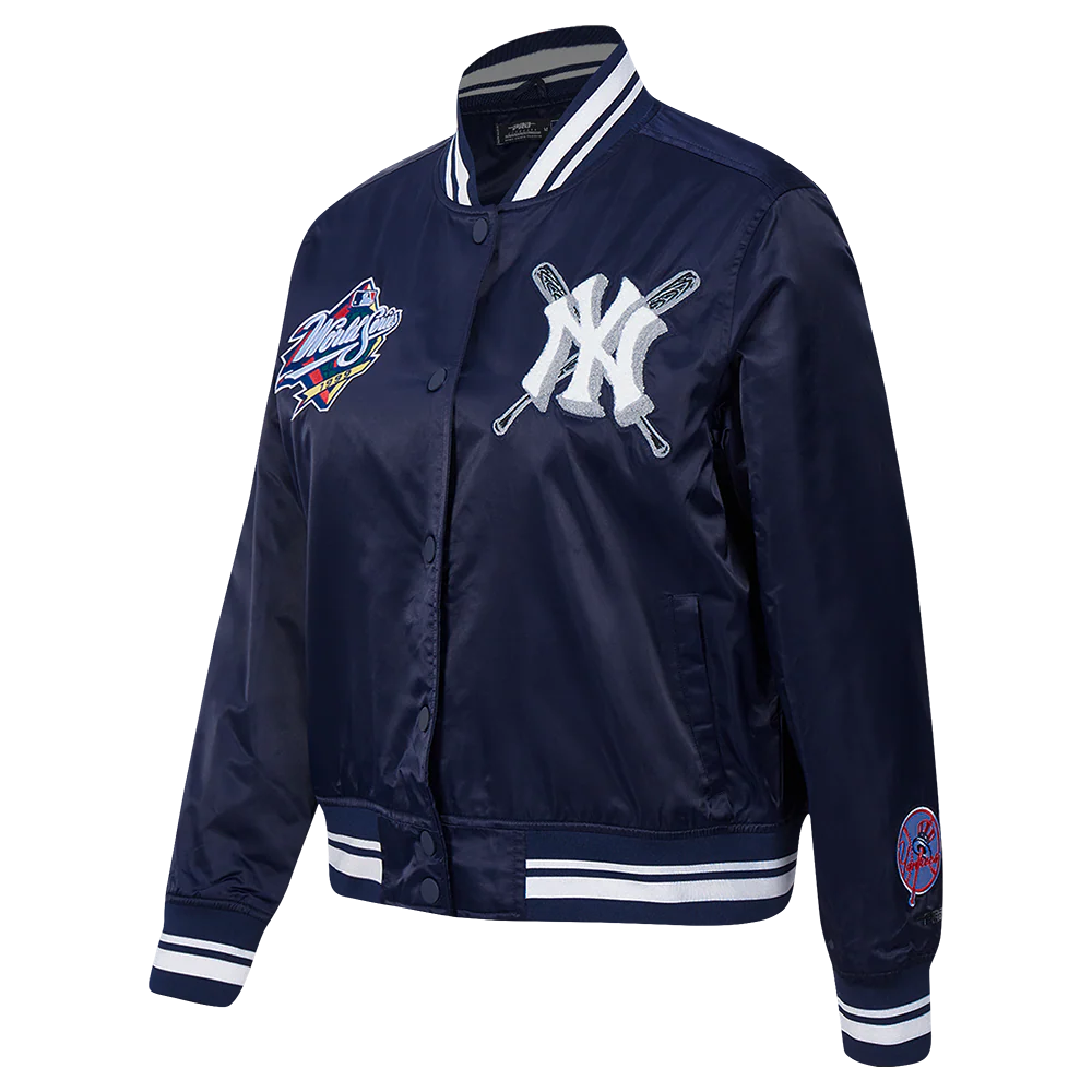 MLB NEW YORK YANKEES MASHUP WOMEN'S RIB SATIN JACKET (MIDNIGHT NAVY) - Image 2