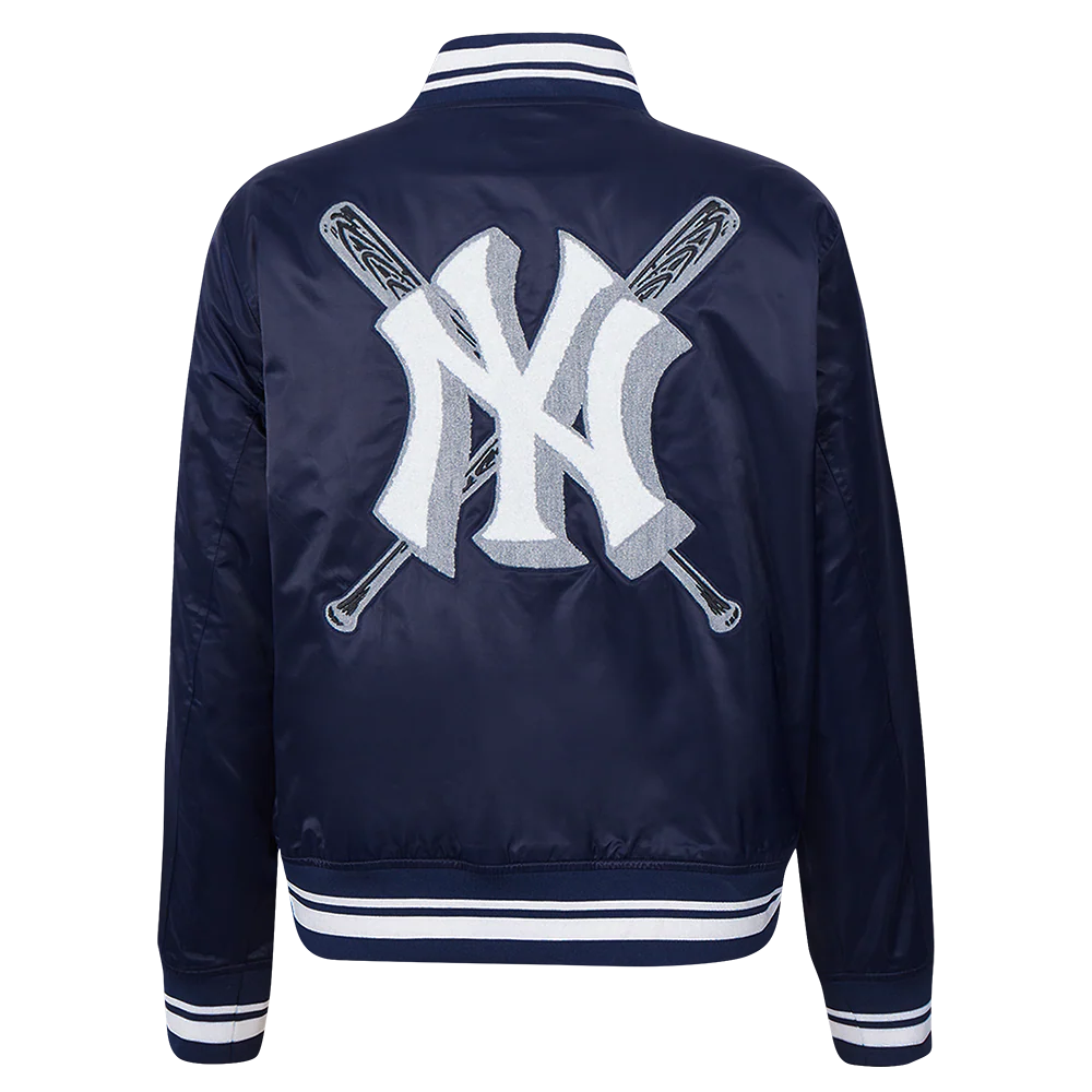 MLB NEW YORK YANKEES MASHUP WOMEN'S RIB SATIN JACKET (MIDNIGHT NAVY) - Image 3
