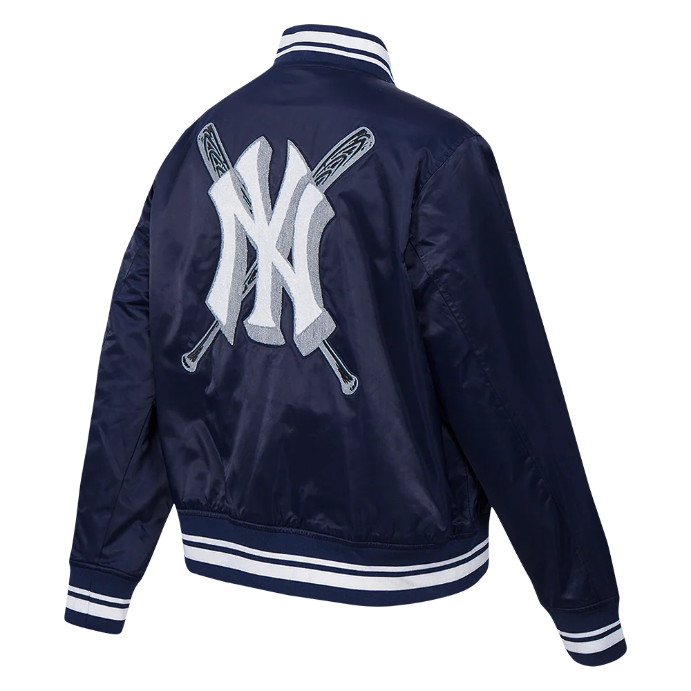 MLB NEW YORK YANKEES MASHUP WOMEN'S RIB SATIN JACKET (MIDNIGHT NAVY) - Image 4